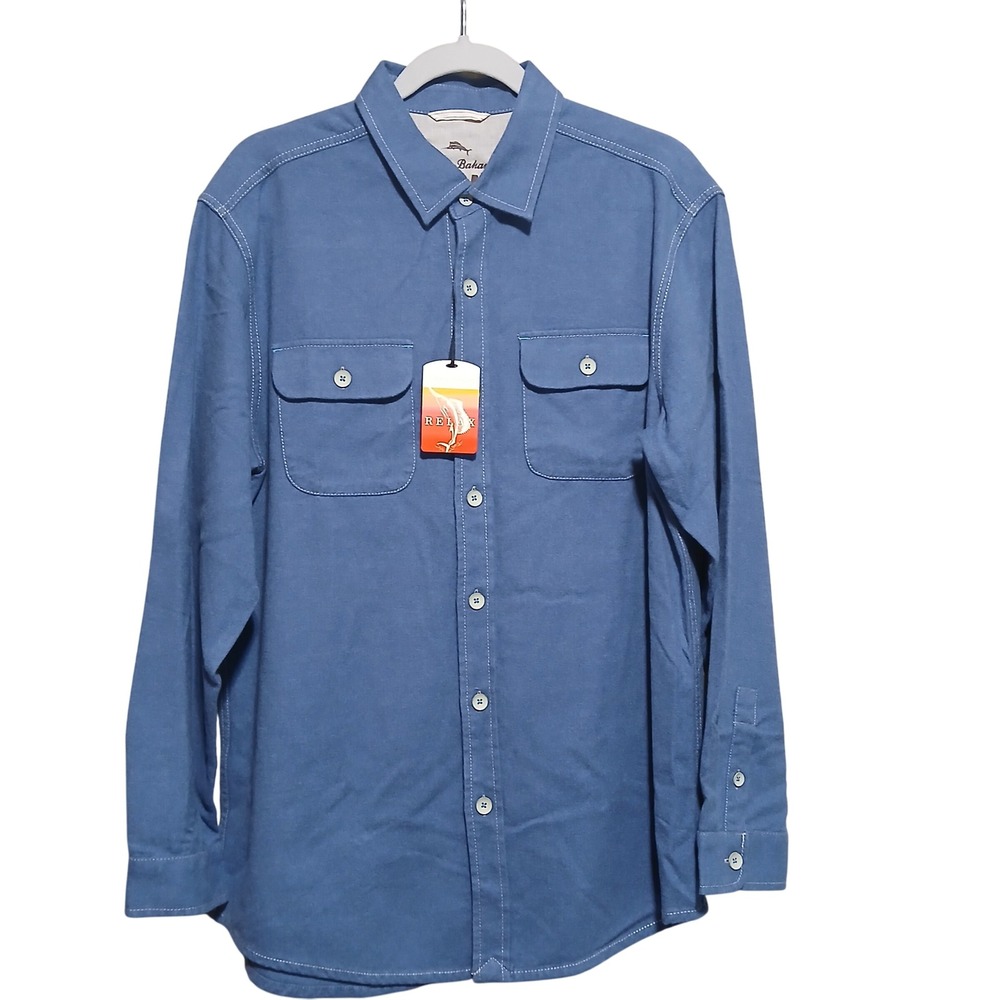 Tommy Bahama Relax Shirt Jacket‎ Long Sleeve Button Up Pockets Blue M
